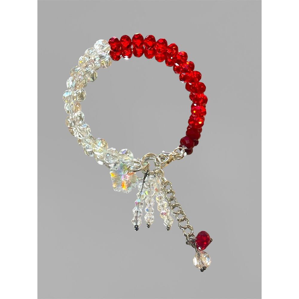 Red Swarovski Beaded Charm Bracelet